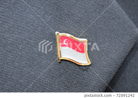 Singapore flag lapel pin on a suit Singapore flag lapel pin on a suit 72891242