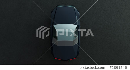 EV concept car on asphalt road. 3d rendering with my own creative design. EV concept car on asphalt road. 3d rendering with my own creative design. 72891246
