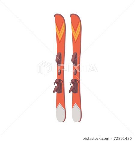 Isolated vector icon of wooden or plastic skis, equipment for winter sport. 72891480