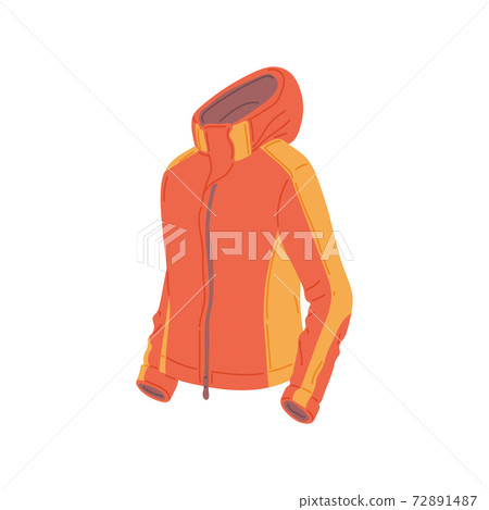 Winter sport coat, warm isolated orange jacket with hood Winter sport coat, warm isolated orange jacket with hood 72891487