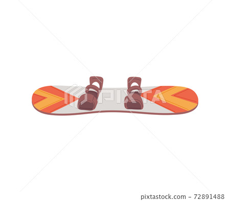 Snowboard with fastenings and pattern, flat vector illustration isolated. Snowboard with fastenings and pattern, flat vector illustration isolated. 72891488