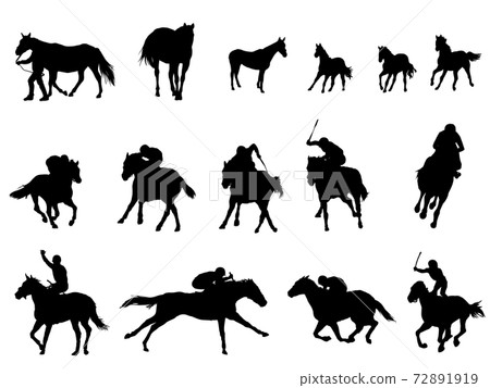 Horse racing silhouette_set Horse racing silhouette_set 72891919