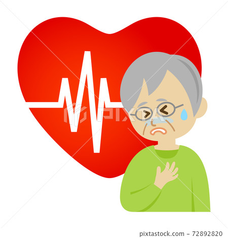 心臟跳動和痛苦的老人的例證圖像 72892820