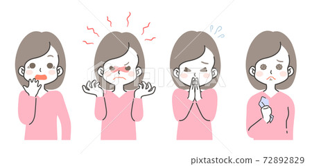 Young woman's facial expression set-surprise,... - Stock Illustration ...