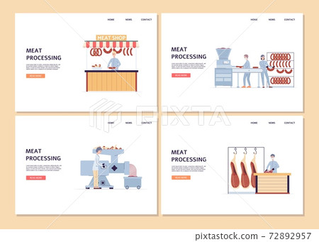 A set of vector landing pages templates for industrial meat factory. A set of vector landing pages templates for industrial meat factory. 72892957