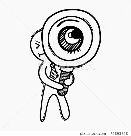 Businessman holding a magnifying glass. Doodle vector icon. Drawing sketch illustration hand drawn cartoon line eps10 Businessman holding a magnifying glass. Doodle vector icon. Drawing sketch illustration hand drawn cartoon line eps10 72893828