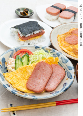 4 kinds of dishes using spam pork 72894010