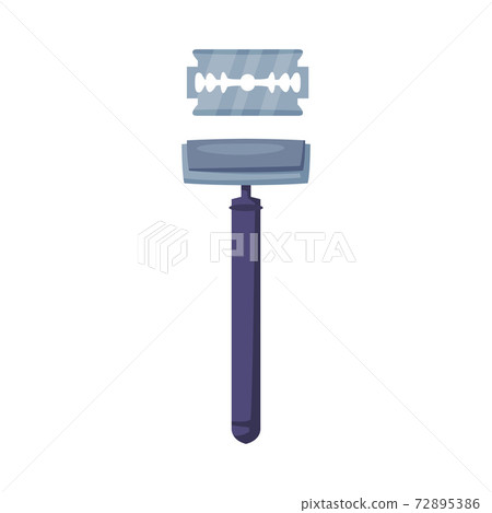 Safe Shaver Tool with Blade, Personal Hygiene, Hairdresser or Barber Shop Supplies Cartoon Style Vector Illustration 72895386