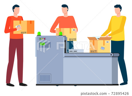 People with Parcels Working in Logistics Company 72895426