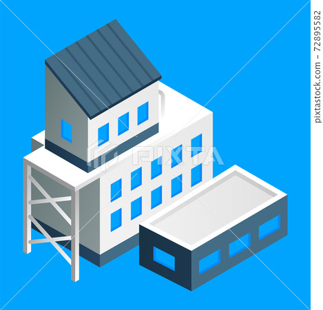 Isometric factory building vector illustration.... - Stock Illustration ...