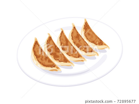 5 gyoza white plates 72895677
