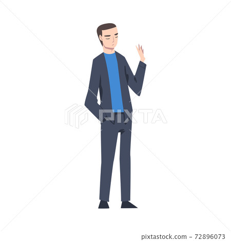 Young Man Showing Rejection and Refusal Gesture with His Hand Vector Illustration Young Man Showing Rejection and Refusal Gesture with His Hand Vector Illustration 72896073