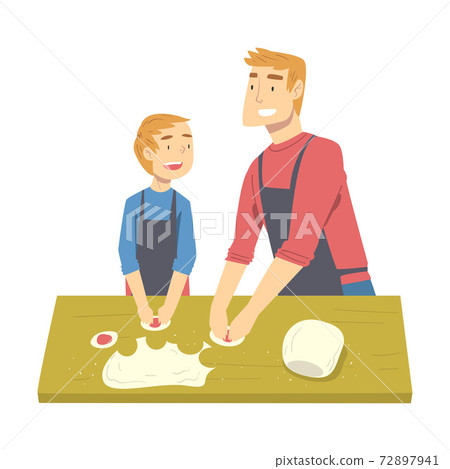 father son kitchen band clipart