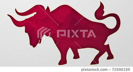Happy new year chinese new year 2021 year of the cow character cow red paper cut and white background Happy new year chinese new year 2021 year of the cow character cow red paper cut and white background 72898189
