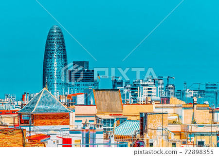 Agbar Tower ( Torre Glories ) and panorama of the center of Barc Agbar Tower ( Torre Glories ) and panorama of the center of Barc 72898355