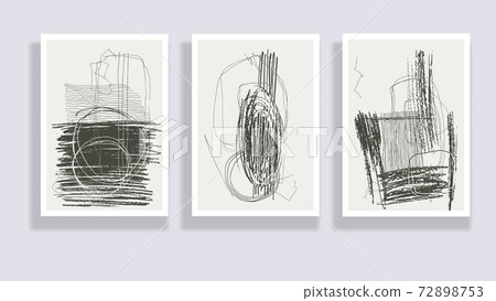 Abstract minimal hand painted compositions Abstract minimal hand painted compositions 72898753