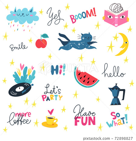 Seamless modern style background for textile or paer in cute pop art style. 72898827