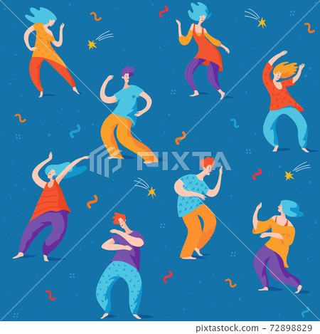 Dancing people seamless pattern in modern pop art style 72898829
