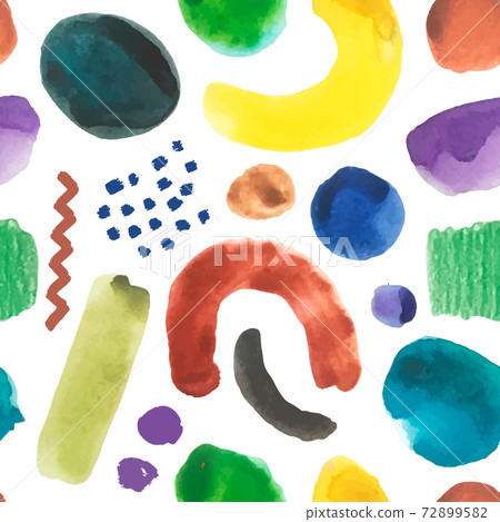 Watercolor vector seamless pattern for wallpaper, pattern fills, web page background, package, art poster, surface textures in yellow, blue, green, purple colors 72899582