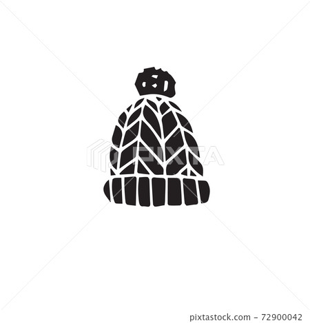 Vector hand drawn doodle sketch black winter hat Vector hand drawn doodle sketch black winter hat 72900042