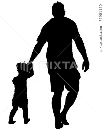 Silhouette of father and son holding hands Silhouette of father and son holding hands 72901120