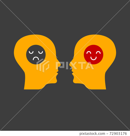 Happy and unhappy person 72903176
