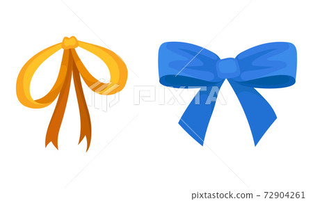 Bright Bow as Ornamental Knot Made of Ribbon Vector Set 72904261
