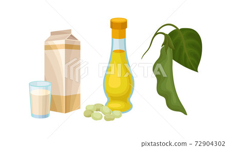 Soy Milk in Carton and Oil in Glass Jar Vector Set Soy Milk in Carton and Oil in Glass Jar Vector Set 72904302