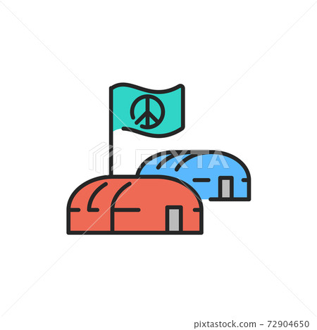 Illegal immigrants camping color line icon. Editable stroke. 72904650