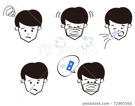 A set of monochrome men suffering from hay fever A set of monochrome men suffering from hay fever 72905568