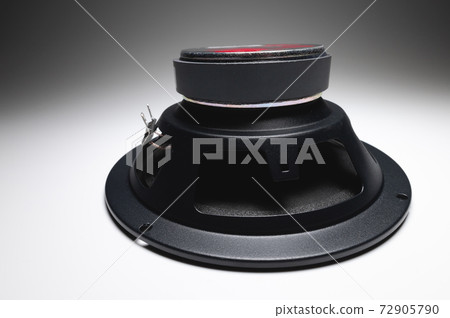 New car speakers on a white background in contrasting light. Wide angle audio background New car speakers on a white background in contrasting light. Wide angle audio background 72905790