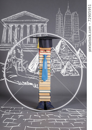 Proportions in architecture, art, etc. Modern educated intelligent Vitruvian man. Education concept 72905951