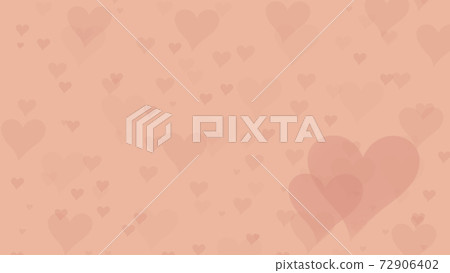 Delicate beige card for lovers. The background is strewn with small hearts. Two hearts in the right corner of the picture. Valentine's day background 72906402
