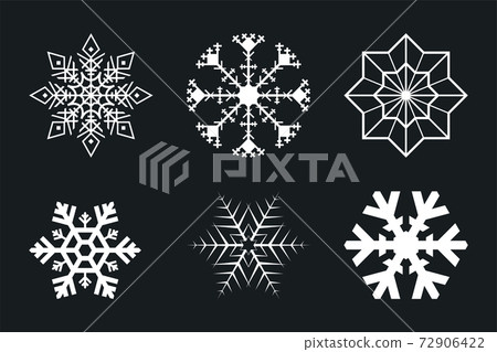 white snowflakes set isolated on black background - Stock Illustration ...