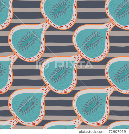 Decorative seamless pattern with blue fig elements. Striped purple background. Food backdrop. Decorative seamless pattern with blue fig elements. Striped purple background. Food backdrop. 72907059