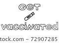 Get vaccinated lettering slogan plus doodle tube illustration. Call to have a covid vaccine during pandemia period. Virus protection with vaccination 72907285