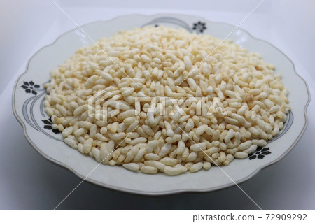tasty and healthy puffed rice stock on plate tasty and healthy puffed rice stock on plate 72909292