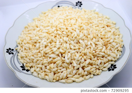 tasty and healthy puffed rice stock on plate tasty and healthy puffed rice stock on plate 72909295