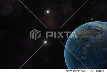 Beautiful cosmic clouds and blue earth - Stock Illustration [72910071 ...