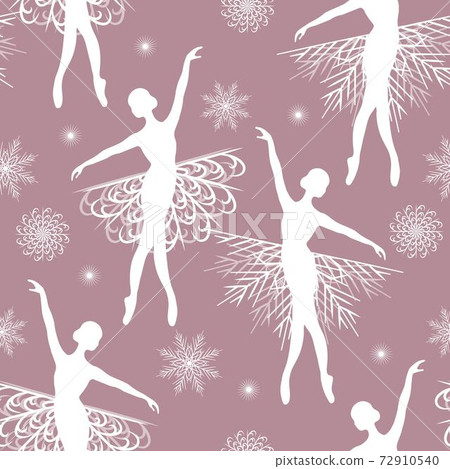 Seamless pattern with the ballerina and snowflakes Seamless pattern with the ballerina and snowflakes 72910540