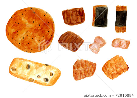 Watercolor illustration of rice cracker 02 72910894