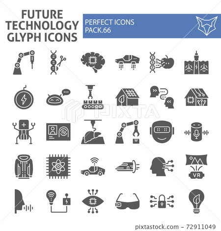 Future technology glyph icon set, innovation symbols collection, vector sketches, logo illustrations, technologies icons, robotization signs solid pictograms package isolated on white background, Future technology glyph icon set, innovation symbols collection, vector sketches, logo illustrations, technologies icons, robotization signs solid pictograms package isolated on white background, 72911049