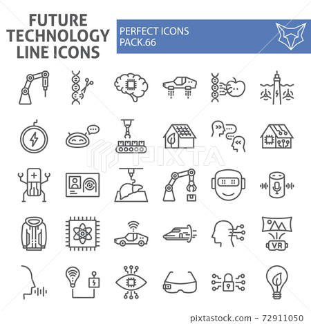 Future technology line icon set, innovation symbols collection, vector sketches, logo illustrations, technologies icons, robotization signs linear pictograms package isolated on white background Future technology line icon set, innovation symbols collection, vector sketches, logo illustrations, technologies icons, robotization signs linear pictograms package isolated on white background 72911050