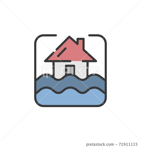 Flood. Filled color icon. Weather vector illustration Flood. Filled color icon. Weather vector illustration 72911115