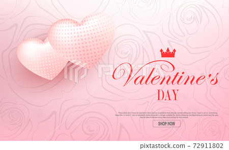 Valentine s day, pink light composition with two textured hearts Valentine s day, pink light composition with two textured hearts 72911802