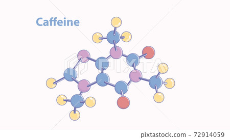 Abstract caffeine molecule vector model. Color...-插圖素材 [72914059] - PIXTA圖庫