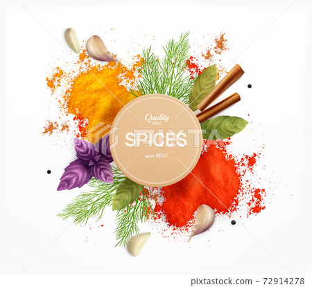Spices And Herbs Realistic Emblem 72914278