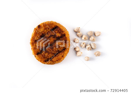 Delicious healthy chickpea burger isolated on white background Delicious healthy chickpea burger isolated on white background 72914405