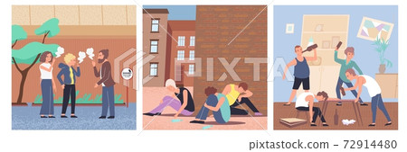 Colored Addiction Flat Icon Set 72914480