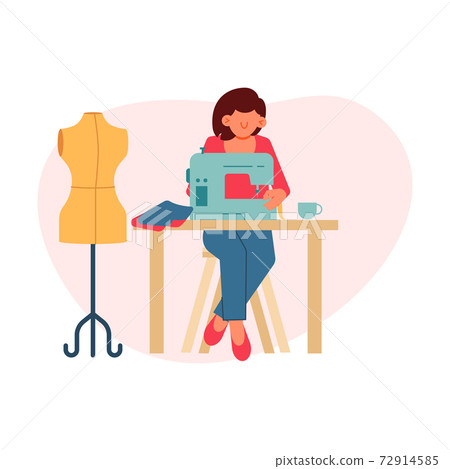 Flat Tailor Illustration 72914585